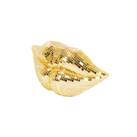 Ornament - disco -lippen - glas - goud - 29x10x13,5 cm