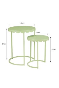 Lara Side table - Set of 2 - H51 x Ø40 cm - Metal - MintGroen
