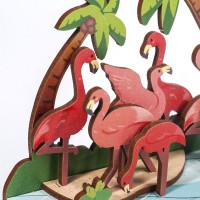 DIY Houten Puzzel Kalender, Pink Flamingos, Tone-Cheer, TQ001, 10,4x8,9x13,5cm