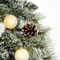 Kaprun Kunstkerstboom in Jute met LED Verlichting en Timerfunctie - H60 x Ø39 cm - Zilver, Groen