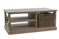 J -Line Coffee Table Rectangle - 2 sliders and 1 basket - Wood - Gray