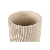 Lianna Cream Cement Round Vase Line Pattern L