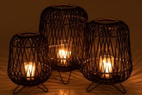 J-Line lantern On Foot - bamboo - black/natural - large