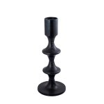 Taika Black Alu Round Candle Holder Tabs Low