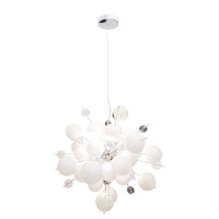 Pendant lamp "explosion" white made of metal and glass, G9 versions, for dining room, living room, hallway or office, hanging lamp Øca 65 cm