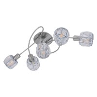 5-LED ceiling light "Josefa", metal ceiling lamp and glass in stainless steel look, with E14 version Filament Lamps included, for living room, dining room, hallway or hallway 61 x 36 x 21 cm