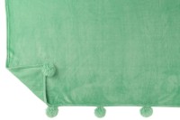 J-Line Plaid Pompom - polyester - bright green - 170 x 130 cm