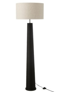 J-Line Floor Lamp Screw Thread Ailanthus Wood Black/Gray