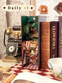 DIY Book Nook Bookend Alice in Wonderland, Tone-Cheer, TQ128, 18x8x24.5cm