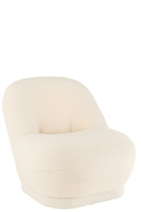J-Line Sofa Teddy Bouclé White