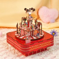 Music box DIY 3D Wooden Puzzle Circus Troupe Tone-Cheer, TQ047, 14x14x16cm