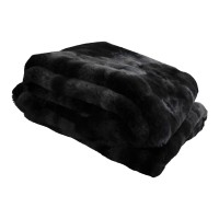 Linde Black Faux Fur Plaid In Giftbox 150 X 200