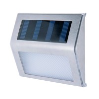 4 Set LED solar outer light, for outside, wall lamp-metal and plastic in steel-blank, with integrated LED