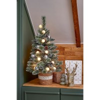 Kaprun Kunstkerstboom in Pot met LED Verlichting en Timerfunctie - H90 cm - Groen, Zilver