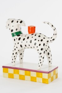 Candlestick Dog - L26 x W11 x H27 cm - Ceramic - White