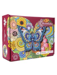 Logic Giochi Mandala Wooden Jigsaw Puzzle Butterfly / Butterfly in Heart, 30x24.5cm