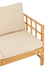 J-Line sofa Elise + cushion 2 Persons - rattan/textile - natural/white