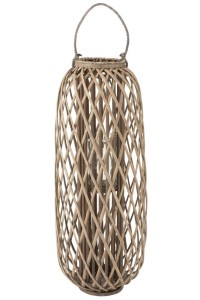 J-Line lantern Willow - wood - gray - large