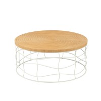 J-Line Salontafel Ijzer/Sparhout Naturel/Wit