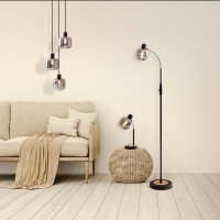 3 ceiling lamp "fumoso", pendant lamp made of metal and glass in black, with E14 socket, for dining room, living room, hall or office, hanging lamp total height 123 cm.