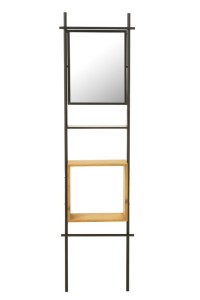 J-Line Wall Shelf With Mirror Tina Wood/Iron Black/Natural