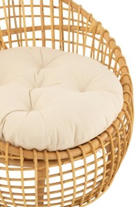 J-Line chair Lise + cushion 1 Person - rattan/textile - natural/white