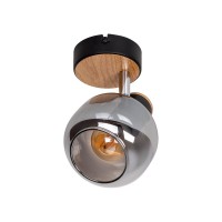Glass wall Spot "Fumoso", wall lamp made of black and smoke glass in black, and nature, with E14 socket, for dining room, living room, hallway or office, lamp for living room, dining room, hallway or hallway 16 x 14 cm