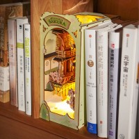 DIY Book Nook Bookend Falling Sakura, Robotime, TGB05, 10x18.7x24.2cm