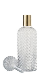 J-Line decoration bottle + stopper Relief - glass - transparent - large