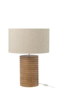 J-Line Table Lamp Screw Thread Wide Wood Natural Gray