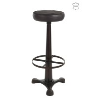 J-Line barstoel - leer/metaal - zwart