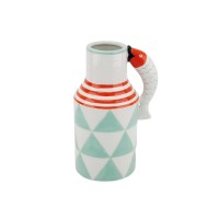Vaas - kruik vissen - mint/wit/oranje - 14x11x21,5 cm