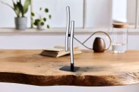 LED Tischleuchte "Onda", Tischlampe aus Metall und Kunststoff in Schwarz,, mit fest verbauten LEDs, Beleuchtung für Wohnzimmer, Büro oder Nachttisch 44 cm hoch