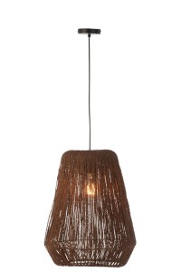 J-Line Hanging Lamp Braid Metal/Palm Black Large