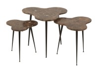 J-Line side table - marble/metal - brown/black - 3 pieces