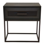 Lixly Black Wood Iron Frame Bedside Cabinet