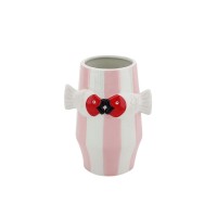 Vaas -bloemen vaas vissen - roze/wit- 14x11,5x18cm