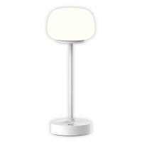 LED battery/ table lamp "Pina" 30 cm high, made of metal (white) and glass (white), integrated LEDs, warm white