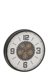 J -Line Klok Tandiel - Wood - Black/White - Large - Ø 60 cm