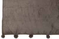 J-Line Plaid Pompom - polyester - donker taupe - 170 x 130 cm