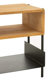 J-Line Tina bedside table - wood/metal - natural/black