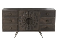 J-line cabinet Low Ethnic 2 doors + 6 drawers - wood - brown