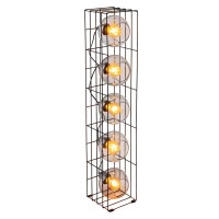 Glass-standing lamp "Cesta" floor lamp made of black metal wire and tinted glass, with E27 socket, 95 cm high, for dining room, living room, hallway or office,