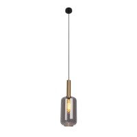 1-pending lamp "fumo", hanglamp gemaakt van metaal en glas in zwart, met E27-aansluiting, voor eetkamer, woonkamer, gang of kantoor, hangende lamp 150 x 22 cm