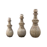 Myrtle Cream Ceramic Round Ribbed Vase L