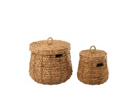 J-Line Set Of 2 Baskets Maurice Water Hyacinth Natural