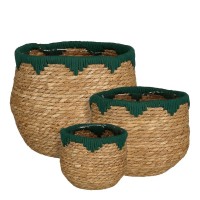 Jorck Plant Basket - Set of 3 - H24 x Ø26 cm - Seagrass - Green, Brown