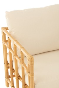 J-Line armchair Elise + Kcushion - rattan/textile - natural/white