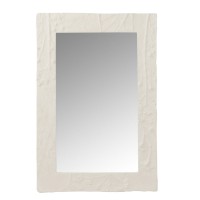 J-Line spiegel Rechthoekig Relief Bloem - polyresin - wit - small