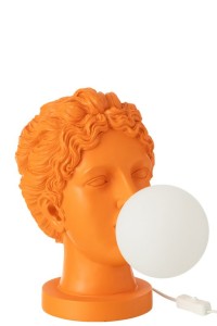 J-Line Table Lamp Lady Head Resin Orange
